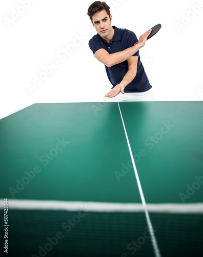 Confident male athlete playing table tennis © vectorfusionart