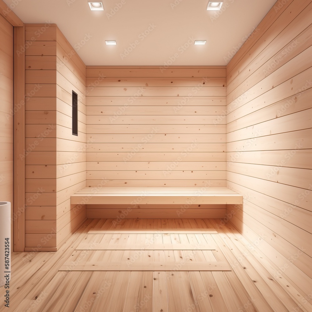 Empty Room Designed for Sauna Space Mockup - generative AI Empty Room Designed for Sauna Space Mockup - generative AI