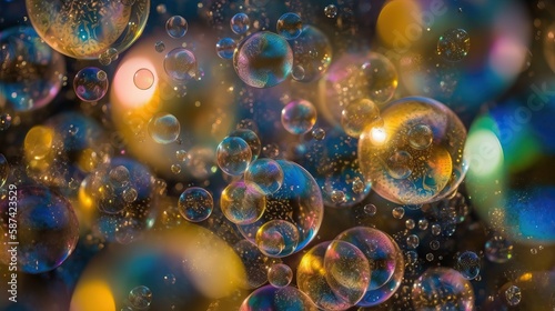Colorful Soap Bubbles Detailed Texture Background - generative AI