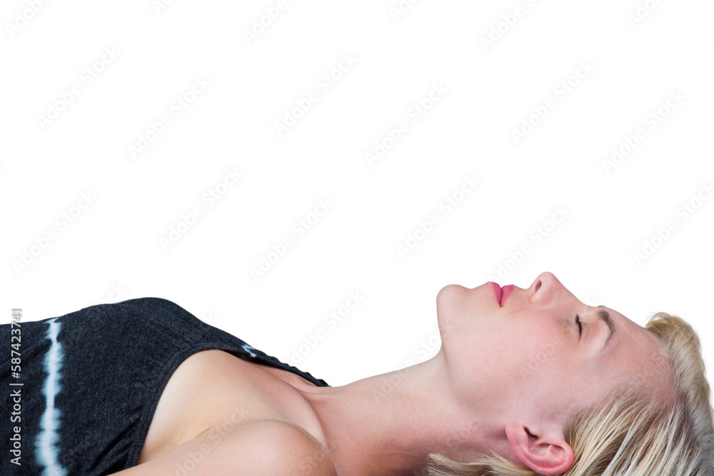 Naklejka premium Side view of young woman napping