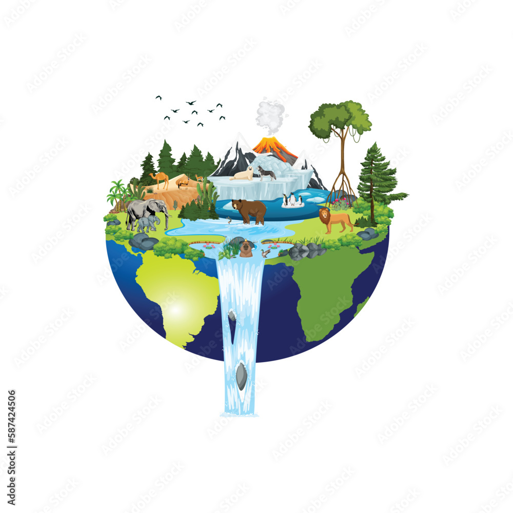 Geography and Biodiversity of the Earth, world wildlife by Animal on
