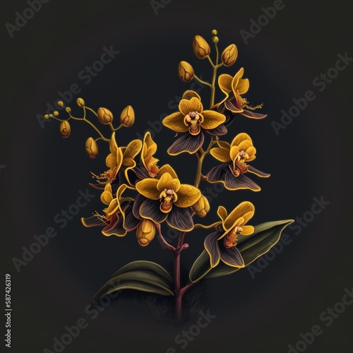 Obraz na płótnie Orquídea & Plantas - Generative AI w salonie