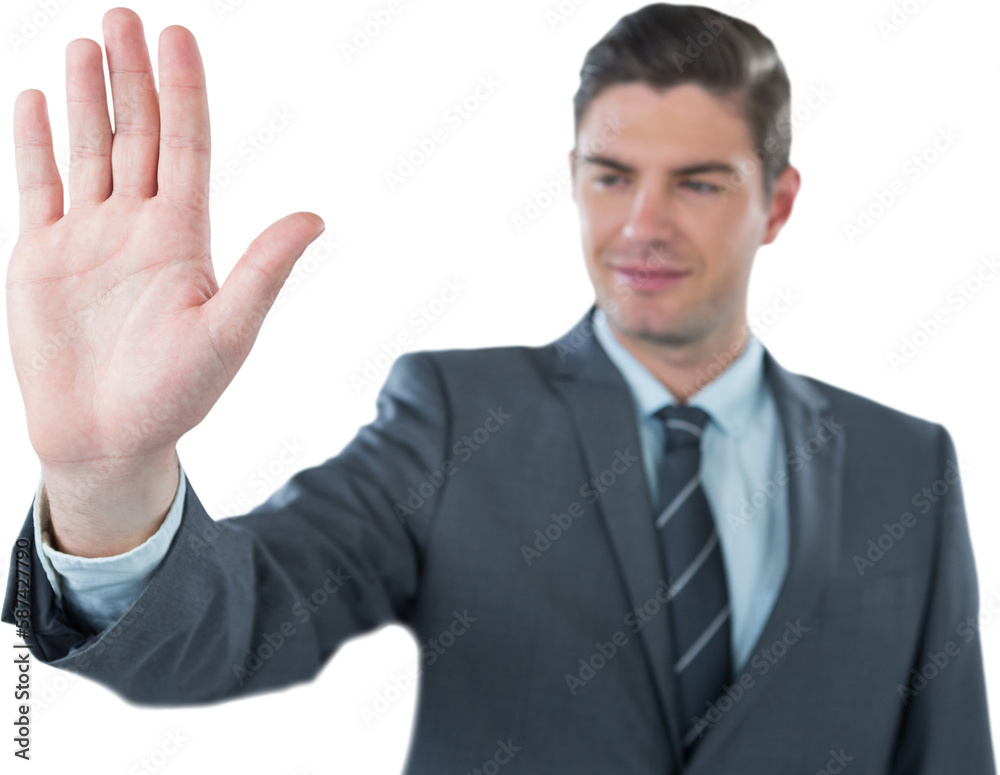 Businessman using futuristic digital screen Businessman using futuristic digital screen