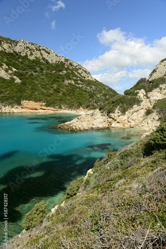 Porto Timino, Corfu island, Greece- Picturesque beach on the West coast in Spring.