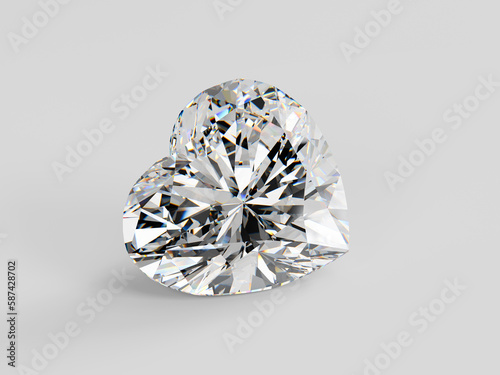 Diamond of heart brilliant on white background