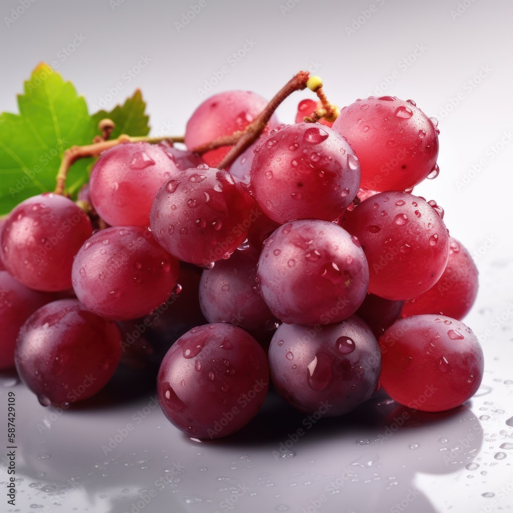 red grapes on a white background - Generated by Generative AI