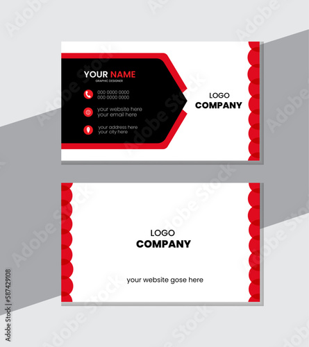 Business card design template, business card template,  Clean professional business card template, Creative and modern business card template, Red and black color theme
