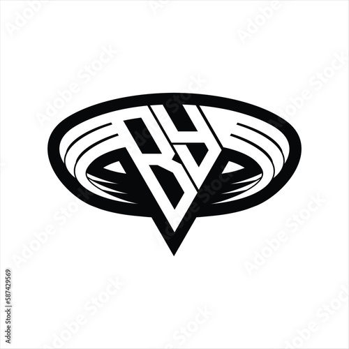 BY Logo monogram with triangle shape slice isolated outline design template