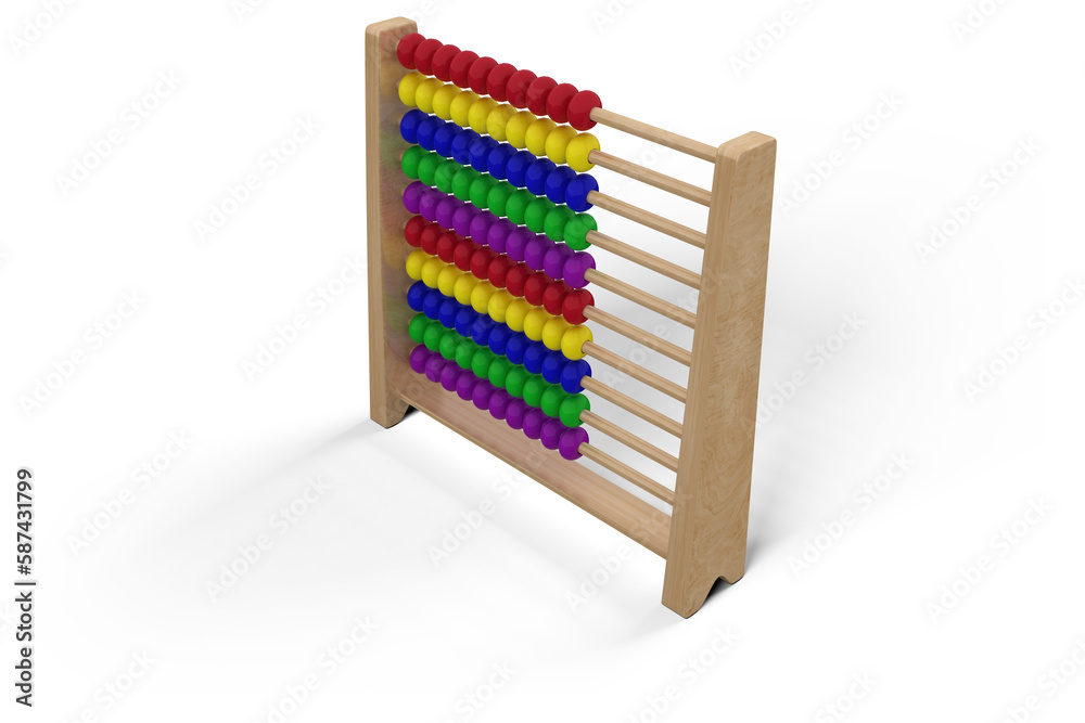 Computer generated image of wooden abacus Computer generated image of wooden abacus