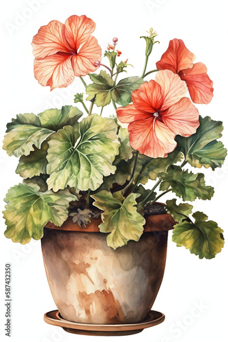 Watercolor Hibiscus Painting for Natural and Vibrant Home Decoration. Generative AI