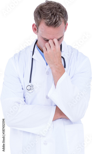 Male doctor suffering from headache © vectorfusionart