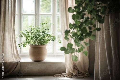Plant in the pot on the window ceiling © oleksandr.info