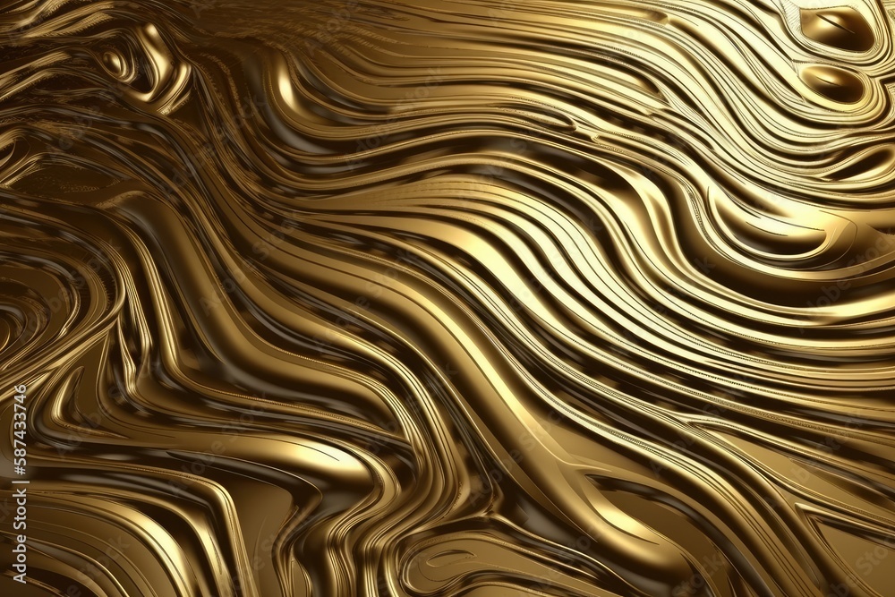 golden abstract background with flowing lines. Generative AI