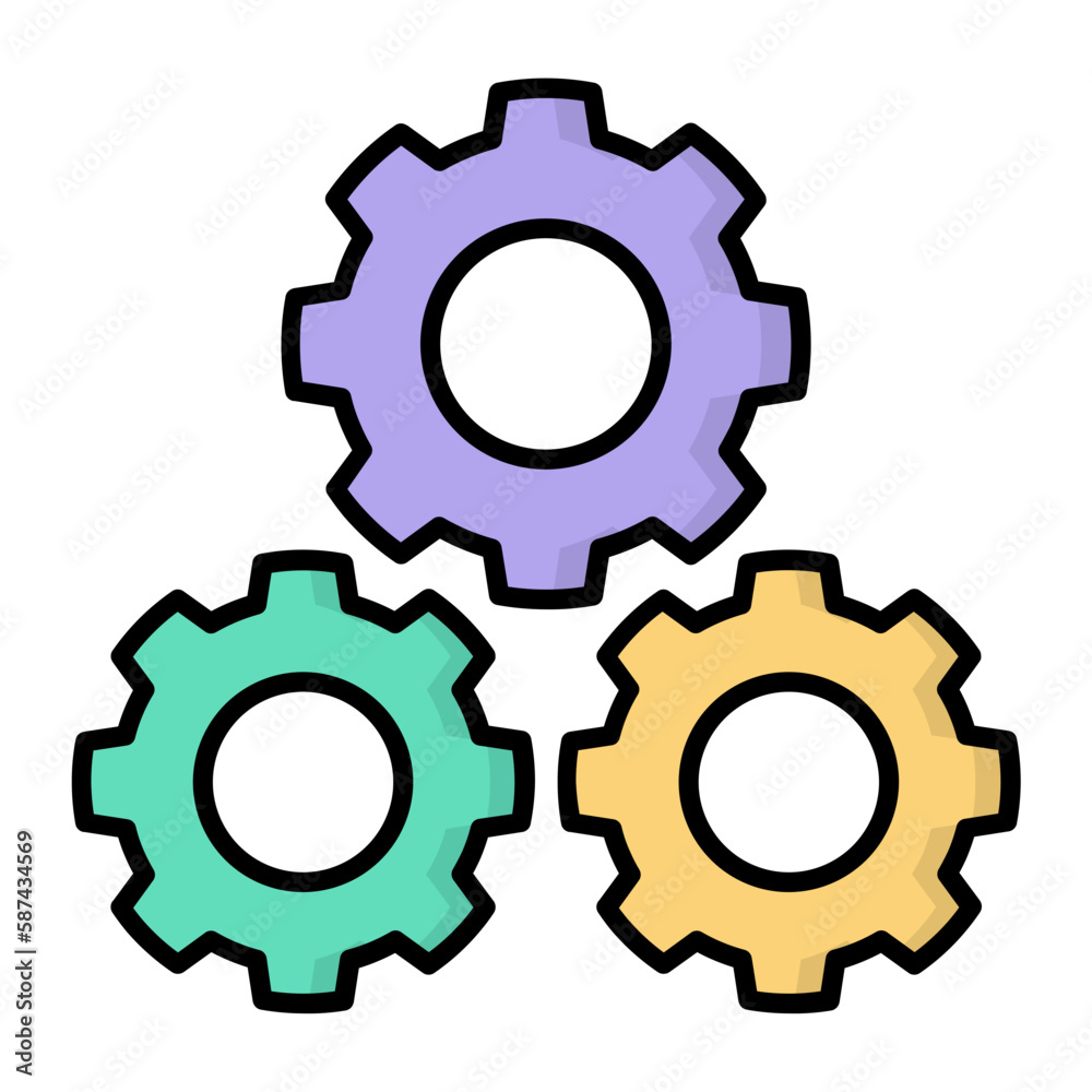 Gear Line Color Icon