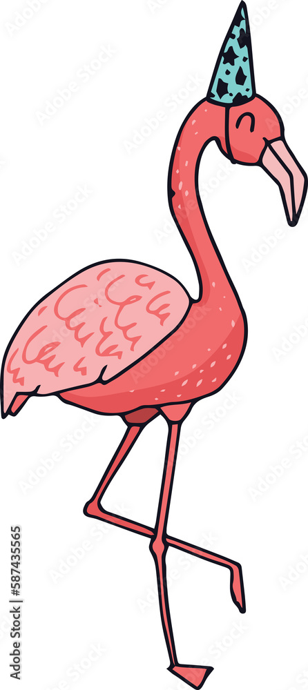 Fototapeta premium Flamingo wearing party hat