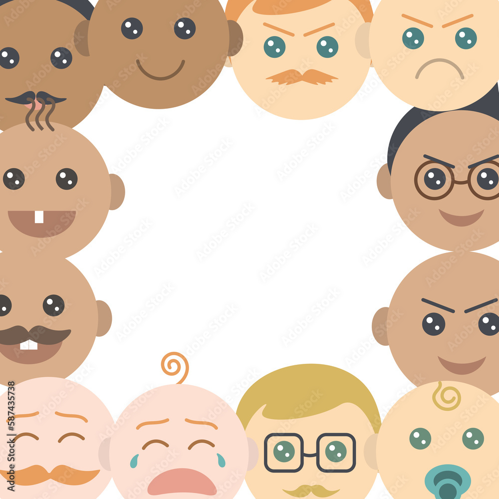 Digitally generated image of blank picture frame with human faces Digitally generated image of blank picture frame with human faces