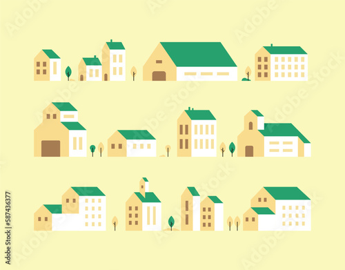 Townhouses, housing, facade icons, homes, isometric houses, city buildings, property, estate, rent