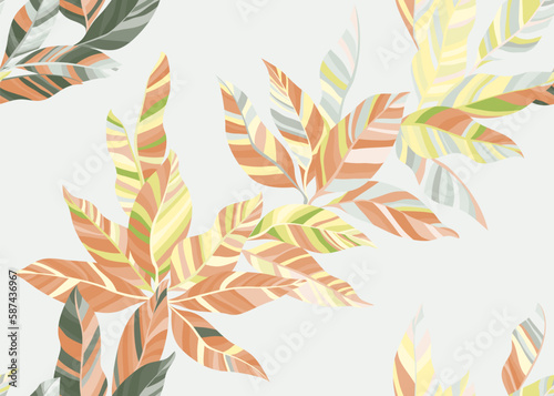 Abstract tree leaves repeat wallpaper vector. Lush floral summer bandana cloth print.