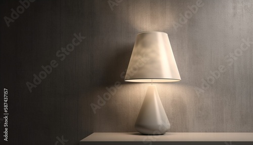 A beautiful lampshade alone, in the background a clean textured wall, neutral colors, generative IA