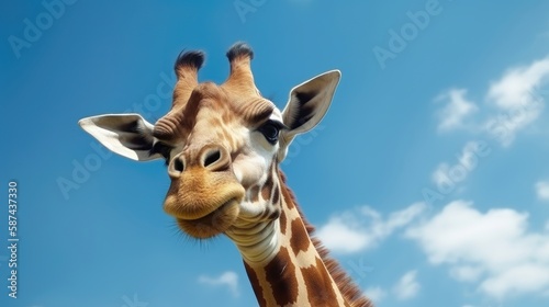 Fun giraffe portrait. Generative AI