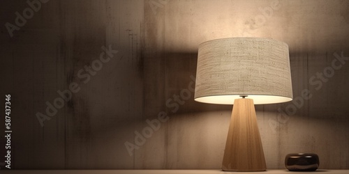 A beautiful lampshade alone, in the background a clean textured wall, neutral colors, generative IA
