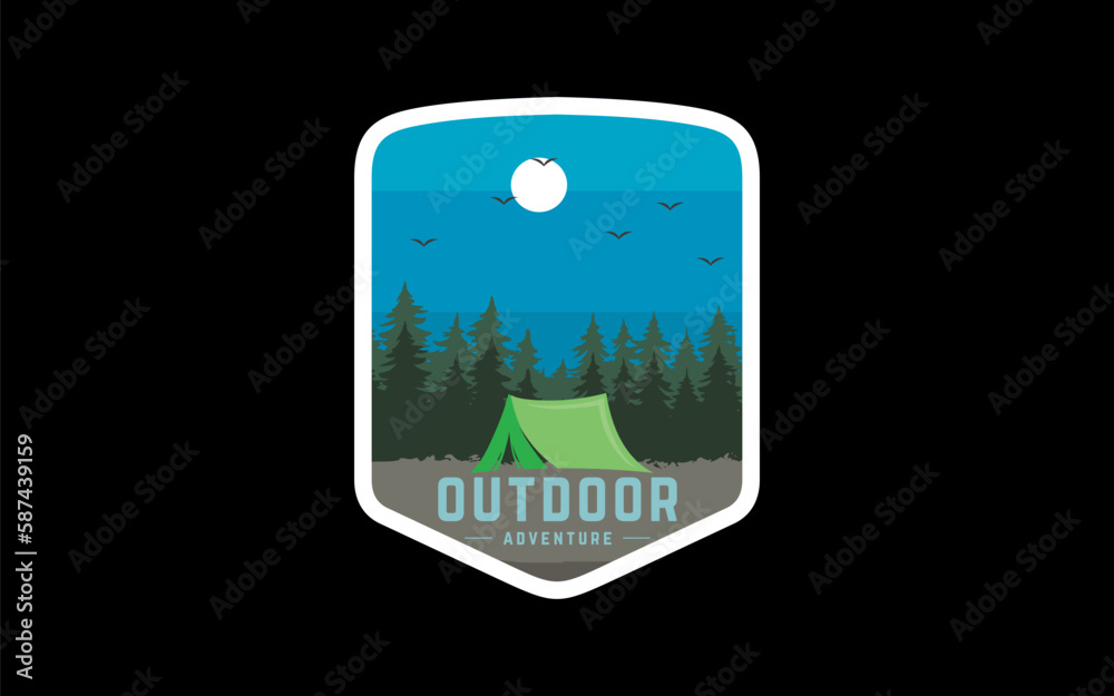 Fototapeta premium Outdoor badge design label, emblem or logo design vector template. outdoor activities icon. 