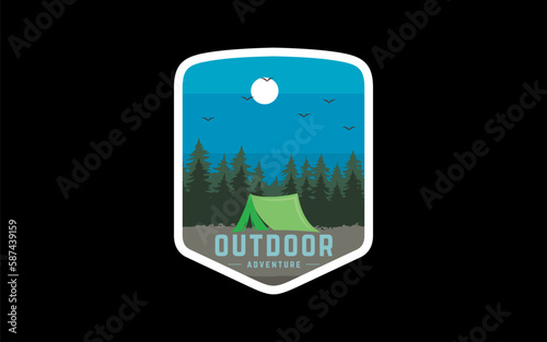 Outdoor badge design label, emblem or logo design vector template. outdoor activities icon. 
