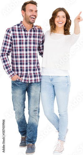 Young couple looking away and smiling