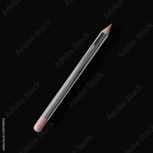 silver lip pencil top view isolated black background