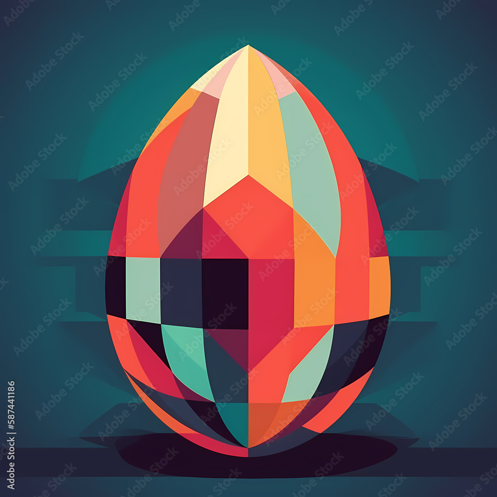 Easter egg with a minimalist, geometric design in bold, futuristic colors Easter egg with a minimalist, geometric design in bold, futuristic colors
