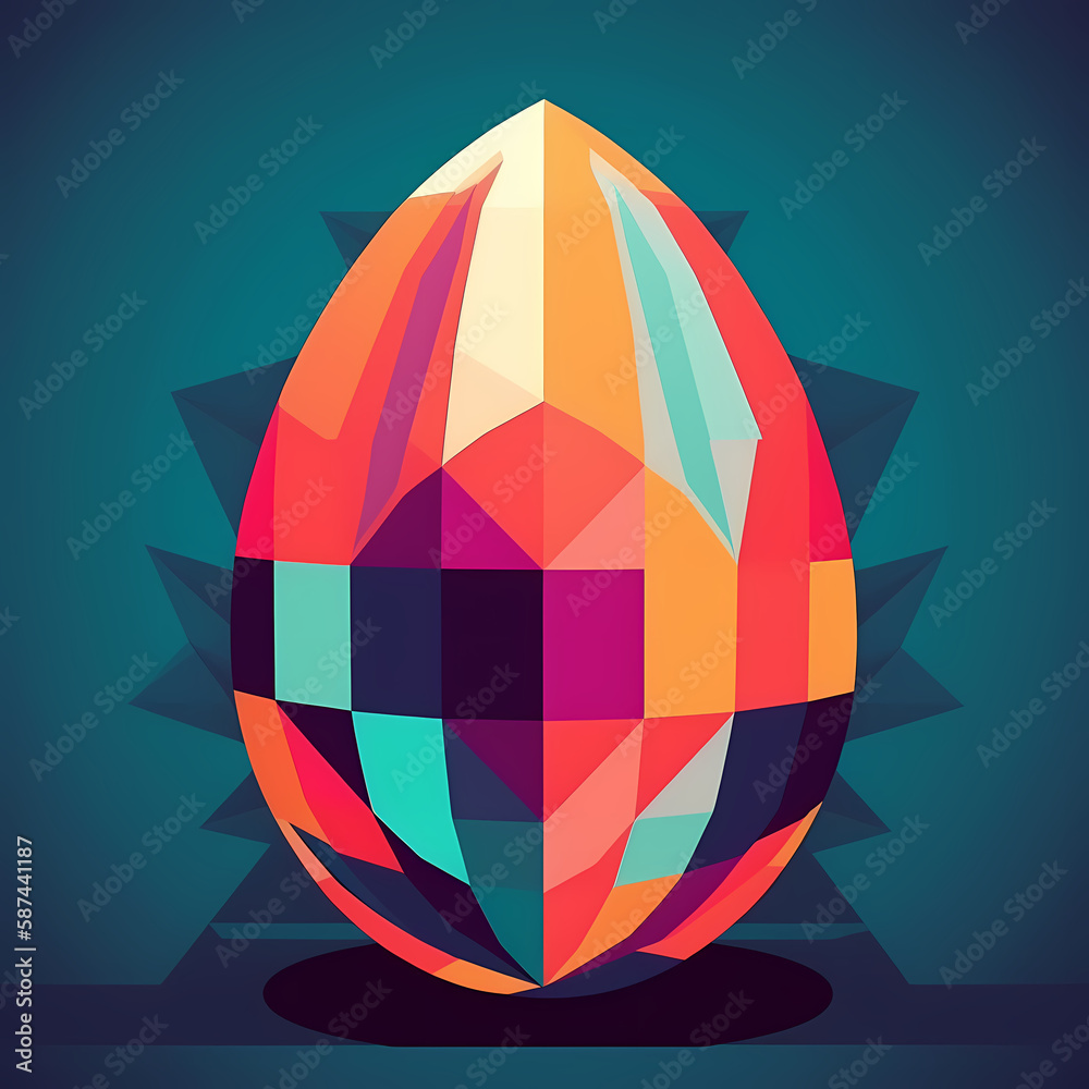 Easter egg with a minimalist, geometric design in bold, futuristic colors Easter egg with a minimalist, geometric design in bold, futuristic colors