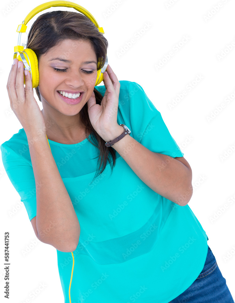 Beautiful woman with eyes closed enjoying music Beautiful woman with eyes closed enjoying music