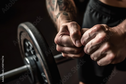 hands of an athlete lifting a barbell generative ai