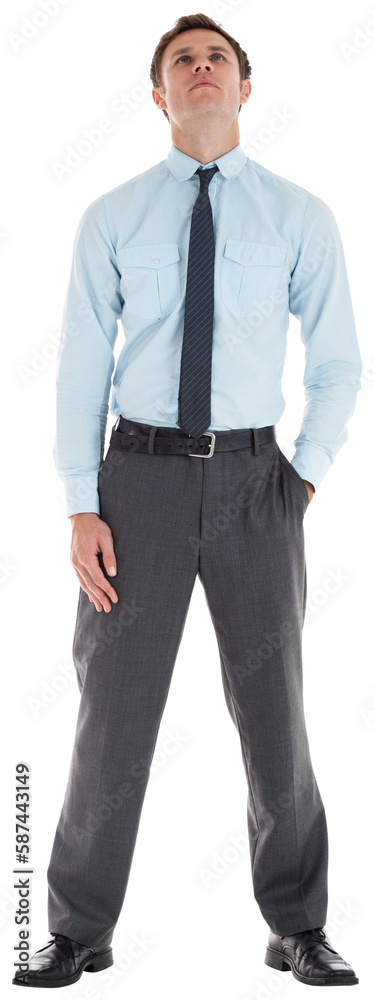 Serious businessman standing with hand in pocket Serious businessman standing with hand in pocket