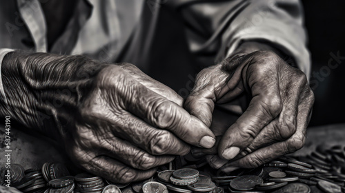 hands of an old woman asking for help money generative ai