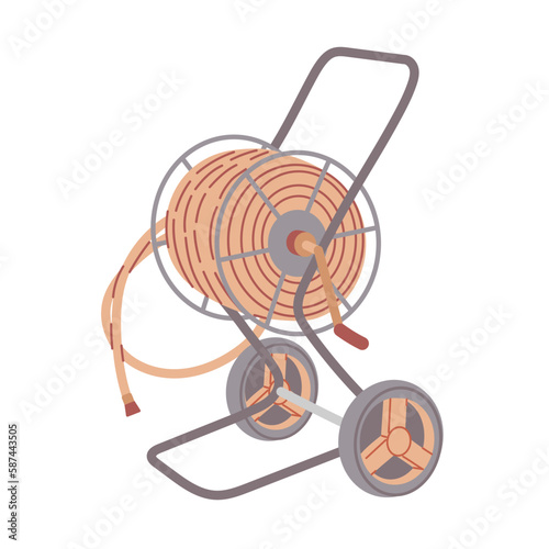 Garden Hose Reel illustration isolated on white background. Garden tool.