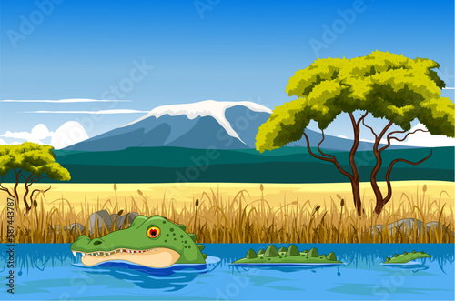 illustration of crocodile in the river