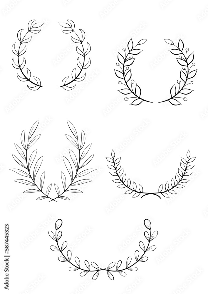 Pack of 5 Line Art Laureal Pack of 5 Line Art Laureal