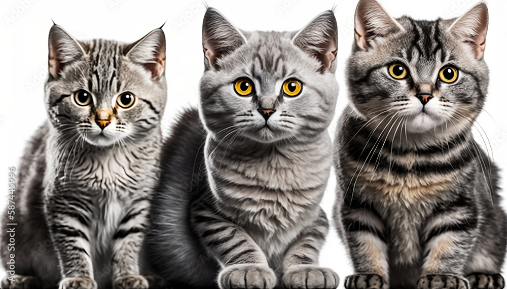 Cats on White Background. Generative AI Cats on White Background. Generative AI