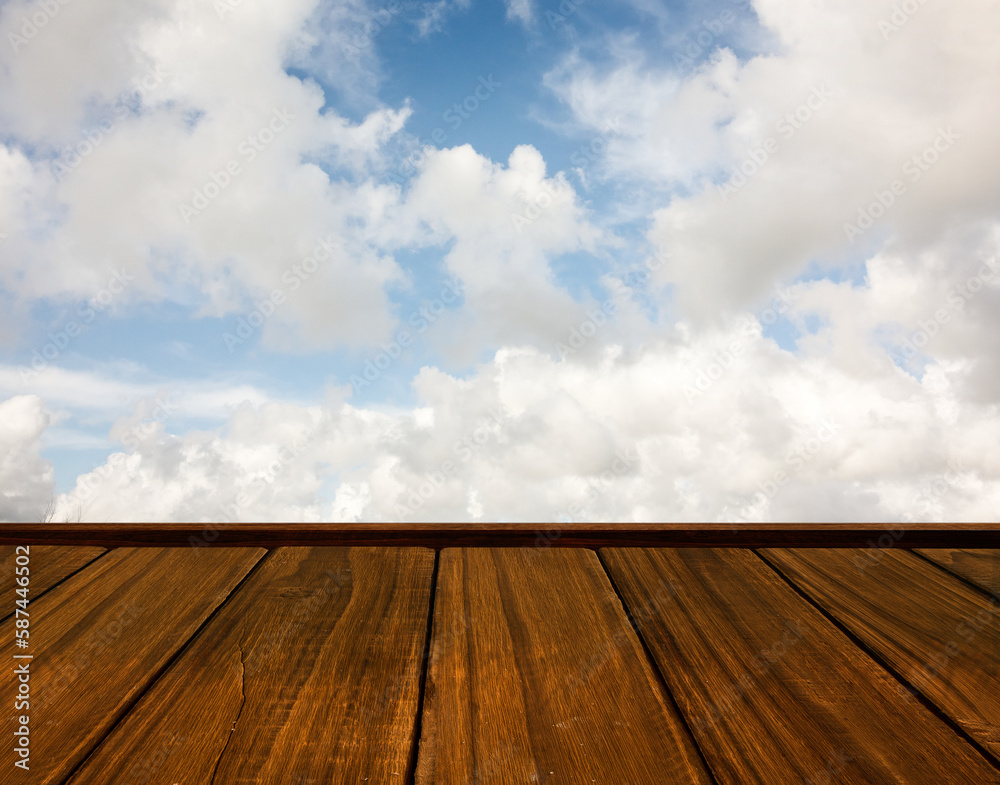 Wooden planks against blue sky Wooden planks against blue sky