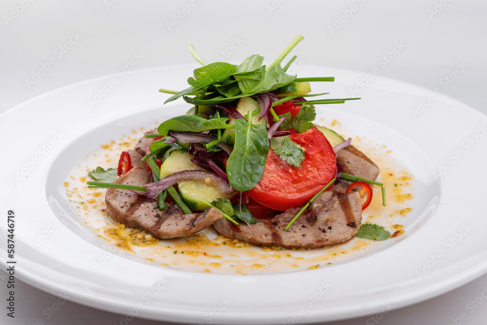 Tasty Grilled Lamb Tongue with a Medley of Vegetables Tasty Grilled Lamb Tongue with a Medley of Vegetables