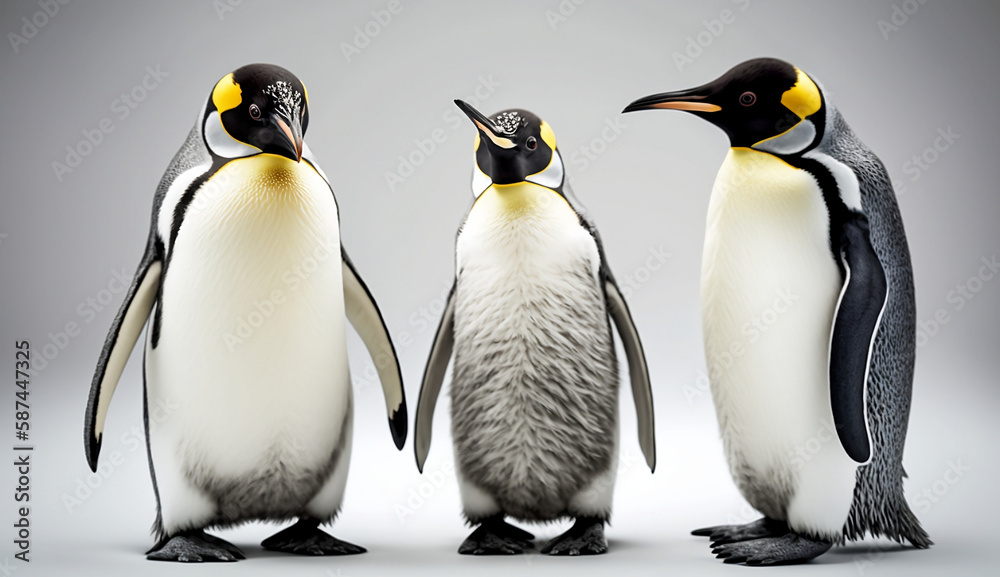 Fototapeta premium Penguins Isolated on White: Versatile Images for Your Graphic Design and Marketing Needs. generative AI