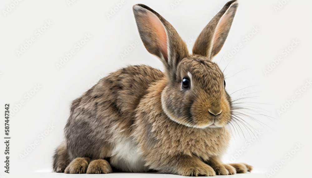 Fototapeta premium Cute and Cuddly: Adorable Images of Rabbits on a White Background. generative AI