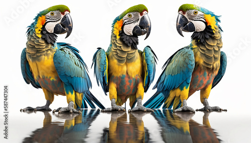 Vibrant Parrots on White  Striking Images for Your Nature and Wildlife Photography Projects. generative AI