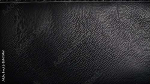 Smooth genuine black leather texture background for design. Generative AI
