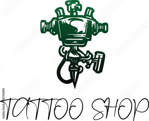 Tattoo Shop Logo Template For Tattoo Parlor With Rotary Machine