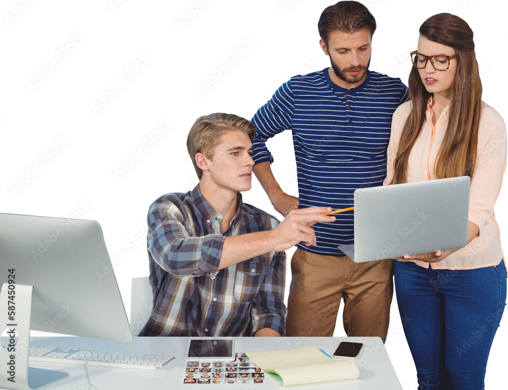 Business people discussing over laptop Business people discussing over laptop