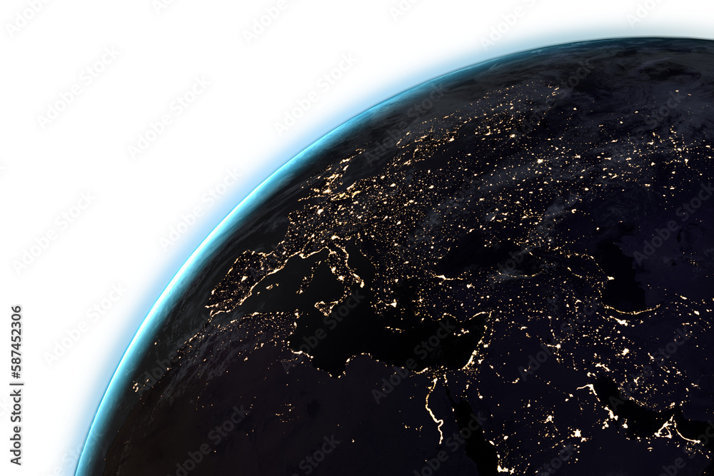 Naklejka premium Illuminated earth seen from space