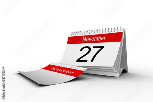Desk calendar showing date of 27th November
