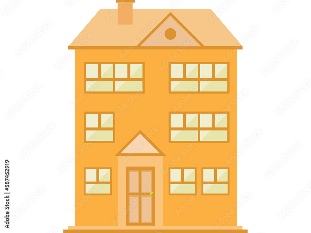 Yellow house over white background